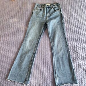 Cotton On Light Blue Raw Hem Flare Jeans
